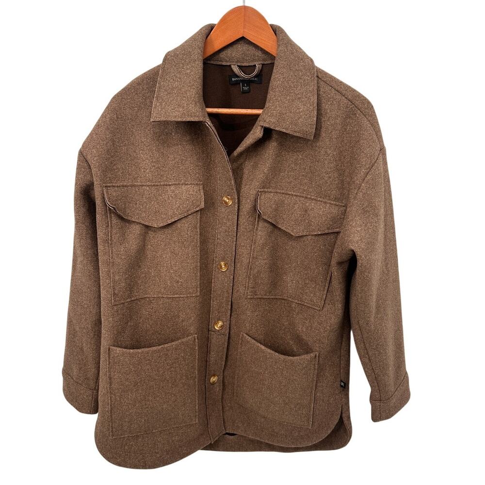 Banana Republic Women's Brown Button Front Collared Shacket // S